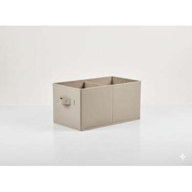 Imagem de Caixa Organizadora de Tecido Bege 50x20x18cm – Ideal para Roupas, Closet e Gavetas – Dobrável, Leve e Elegante para Organização da Casa