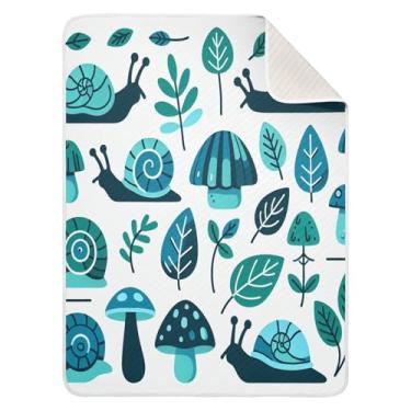 Imagem de Qilmy Cobertor de bebê de caracóis e cogumelos 76 x 101 cm, cobertor infantil de algodão macio para meninos e meninas, cobertor infantil leve e quente para berço, carrinho de bebê, soneca