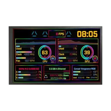 Imagem de VSDISPLAY 10,1 polegadas 1280 x 800 Temp monitor LCD PC capa de tela suporta editor de temas DIY imagem dinâmica imagem papel de parede monitoramento RAM CPU GPU dados, preto