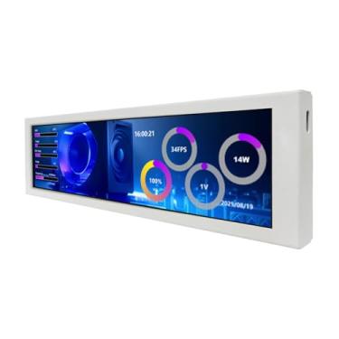 Imagem de VSDISPLAY Capa para PC de 9,16 polegadas, tela LCD com editor de temas, tela de barra esticada IPS 1920 x 462 para monitorar dados de GPU, temperatura do computador, RAM, CPU GPU, branca