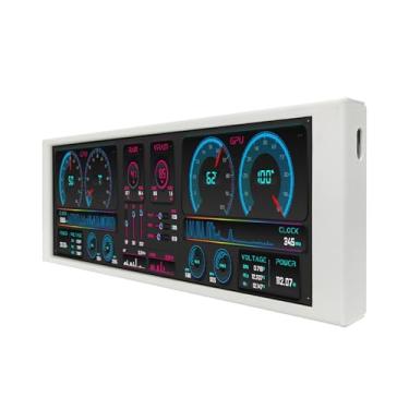 Imagem de VSDISPLAY Monitor LCD de temperatura de computador de 6,86 polegadas 1280 x 480 IPS mini barra esticada para PC compatível com tema de dados DIY CPU GPU RAM, branco