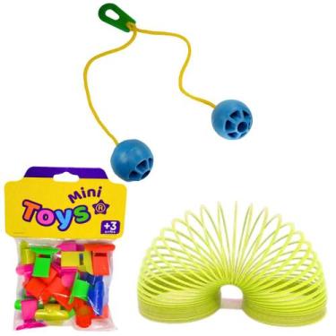 Imagem de Brinquedos Lembrancinha 20 Apitos + 3 Mola Maluca + 3 Bate Beg Bag Bat