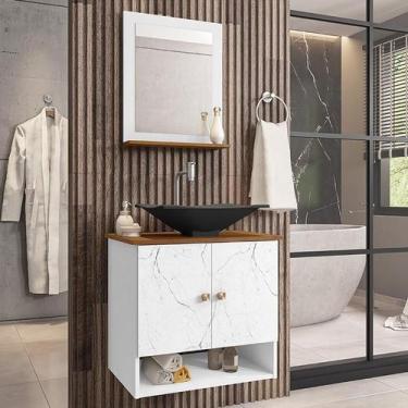 Imagem de Gabinete Armário Banheiro Deli 2 Portas Cuba Concava Preta - Loja Doce