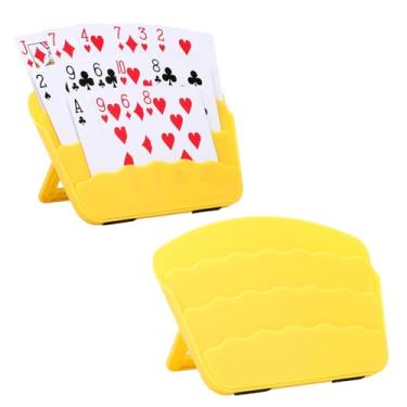 Imagem de Pacote com 2 porta-cartas para mãos pequenas ou artrite, design de três camadas para noites de jogos UNO, pôquer, canastra, adultos, crianças, idosos, acessórios de cartas para reuniões de família e