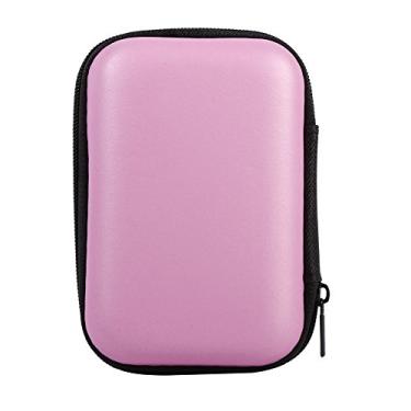 Imagem de GLOGLOW Rack de Armazenamento Material EVA Com Revestimento de Couro PU, Estojo à Prova d'água à Prova de Choque, 4,5 X 3 X 1,57 Polegadas, para Cabo de Fone de Ouvido, Unidade USB, Bolsa de (Rosa)