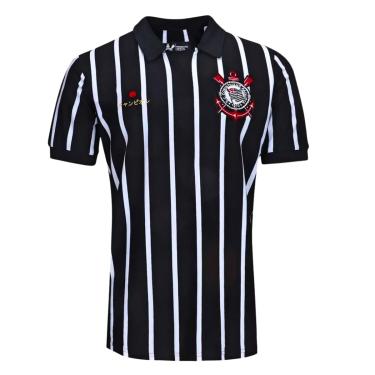 Imagem de Camiseta Retrô Japão Corinthians Coimbra, gola polo listrada, P