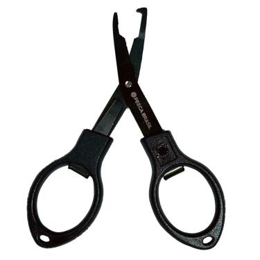 Imagem de Pesca Brasil, Tesoura de Pesca 9,5cm Compacta Multifunção Corte Serrilhado Aço Inox, Alligator