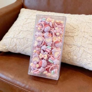 Imagem de 30 peças de laço de cabelo altamente elástico durável, laços de cabelo pequenos de desenho fofo, faixa de cabelo macia, acessório de cabelo elástico elástico para esportes, ioga, corrida e uso diário