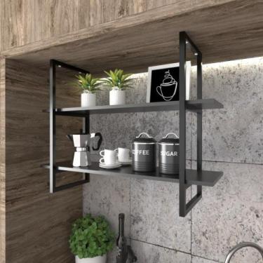 Imagem de Prateleira Suspensa Teto Cozinha Nicho Industrial Nichos Suporte MDF -