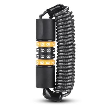 Imagem de POCREATION Trava de Bicicleta, Cabo de Aço de Liga de Zinco 4mm Com Senha Abs de 4 Dígitos, Contração Elástica 1.50m para Carrinho de bebê de Motocicleta de Bicicleta (preto e laranja)