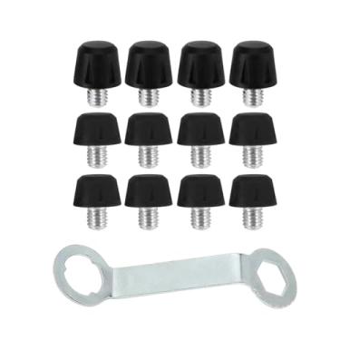 Imagem de Dynwave Conjunto de 12 travas para chuteiras de futebol com chave dupla. Travas profissionais de 8 mm e 10 mm para substituição em competições, Preto