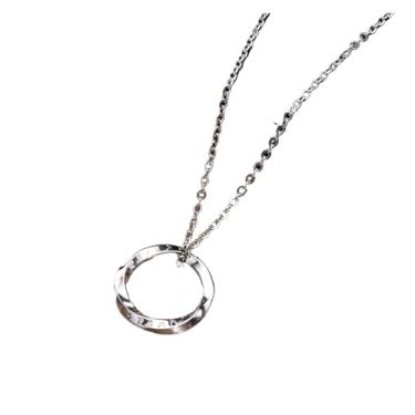 Imagem de Colares masculinos, colar redondo com pingente de aço inoxidável, acessórios versáteis, Prateado, One Size