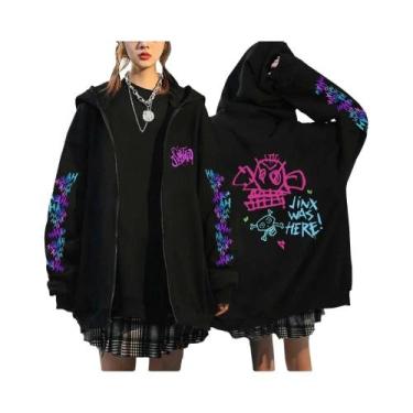 Imagem de Hoodie Unissex Arcane Jinx Monkey Graffiti Com Zíper, Moda Hip Hop, Pu