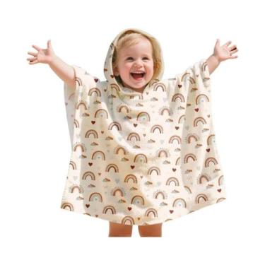 Imagem de Roupão De Banho Infantil Com Capuz Em Microfibra, Toalha De Praia E Pi