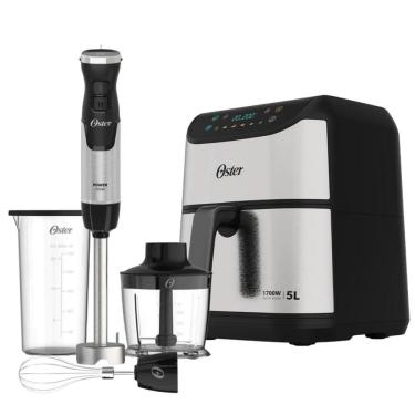 Imagem de Kit Mixer Power 3 Em 1 E Fritadeira Inox Digital 5L Oster 110V