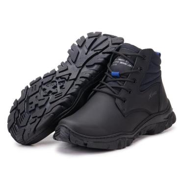 Imagem de Bota Coturno Cano Curto Tratorada Masculino Couro moda Casual com Cadarco Dia a Dia Resistente-Masculino