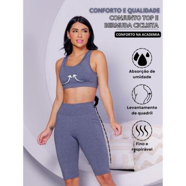 Imagem de Conjunto Academia Top Essencial E Bermuda Ciclista Sinta O Conforto Na Academia Com Wolfox-Feminino