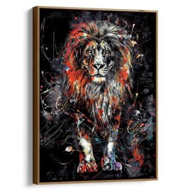Imagem de Quadro Leão em Explosão de Cores - Mioquadros, 120x80 cm, Tabaco