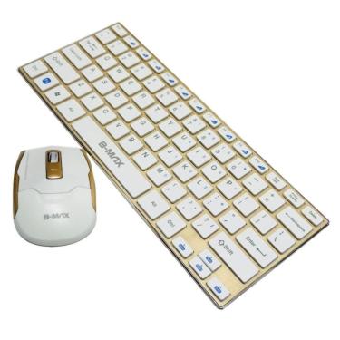 Imagem de Teclado e Mouse Wireless Sem Fio Ultrafino USB BM-3910 Dourado