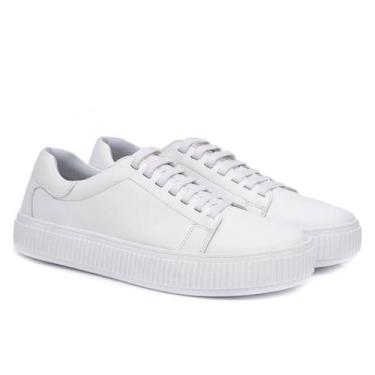 Imagem de Tênis Casual Ferrara Malibu 100% Couro Legítimo Masculino, 42, Branco
