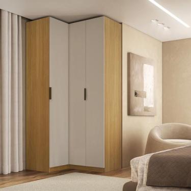 Imagem de Guarda Roupa de Canto Reto 3 Portas MDF Altezza Clean Belmax, Freijó/O