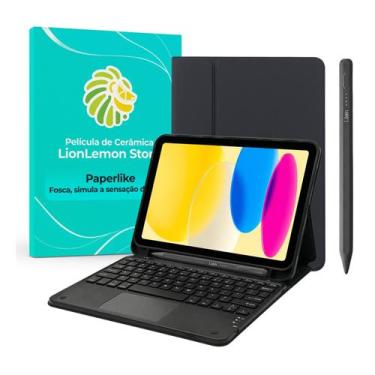 Imagem de Kit Capa Preta Noir Luxe p/ iPad 10 e 11 + Teclado TouchPad Preto + Sm