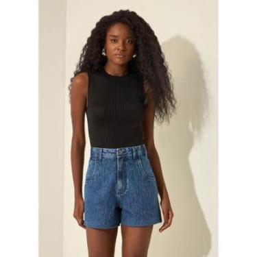 Imagem de Shorts Mom Jeans De Cintura Alta Com Aplicações-Feminino