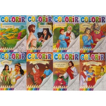 Imagem de As mais belas histórias da bíblia - livros de colorir - kit com 8 livr