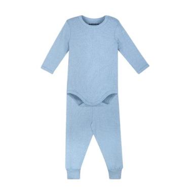 Imagem de Conjunto de Body Melange Canelado Azul Luar para Bebê - Dedeka, G