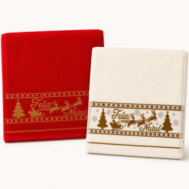 Imagem de Kit 5 Toalhas de Mãos e Lavabo Natalina 30x50cm 100% Algodão 400g/m² B