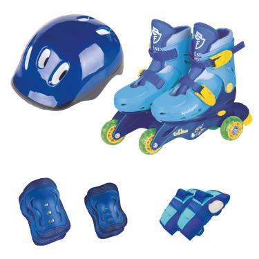 Imagem de Patins Ajustável Triline Com kit Proteção Azul Fenix