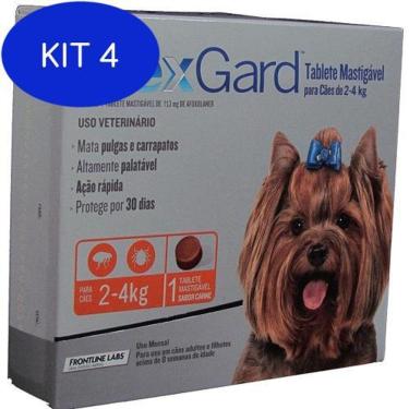 Imagem de Kit 4 Antipulgas Nexgard para cães de 2 à 4kg