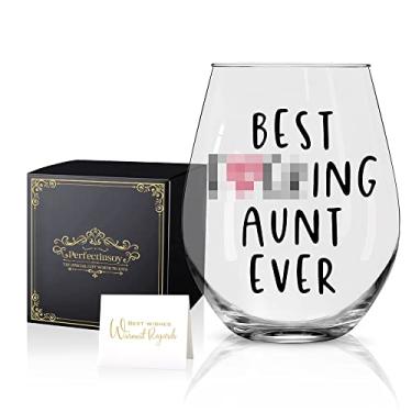 Imagem de Perfectinsoy Copo de vinho Best Aunt Ever, presente engraçado para tia, caneca de noite, ideia de presente romântico único para ela, esposa, tia, tia nova, avó de um filho, filha, marido ou filhos, ideia de presente para tia