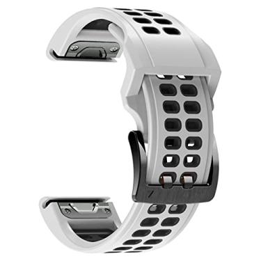 Imagem de HAZELS Pulseiras de pulseira de relógio inteligente para Garmin Fenix 7X, Fenix 6X, 3hr, Fenix 5X, Descent MK2, Enduro, Tactix Delta Pulseira de liberação de ajuste rápido pulseira esportiva 26mm Correa (Cor: fivela dupla H, Si