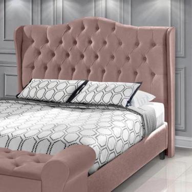 Imagem de Cabeceira Casal Estofada Dubai Veludo Rose