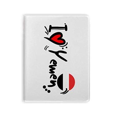 Imagem de Caderno com ilustração de coração I Love Yemen Word Flag Diário capa macia
