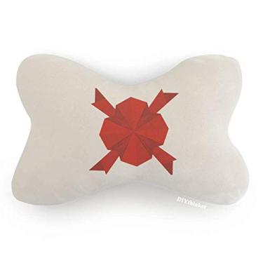 Imagem de DIYthinker Almofada de apoio de cabeça com decoração de origami vermelha abstrata para decoração de carro, decoração de pescoço