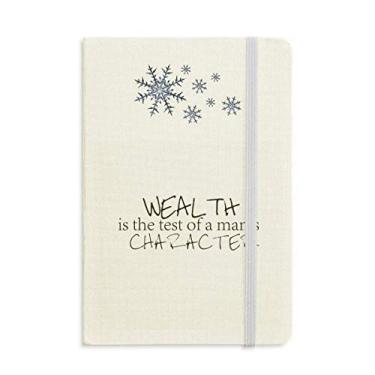 Imagem de Caderno com a frase Wealth Is The Test Of A Man's Character Notebook Thick Journal Snowflakes Winter