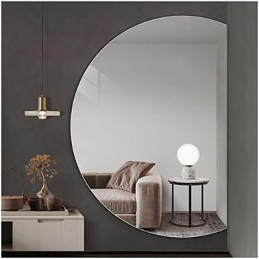 Imagem de Espelho Semicircular LED, Decoração Leve De Luxo, Espelho De Maquiagem De Vestir 60x90cm, Espelho De Parede De Corpo Inteiro 70x100cm - Com Luz Bicolor/sem Luz,A,70*100cm(27,55*39,37 Pol.),Pleasan