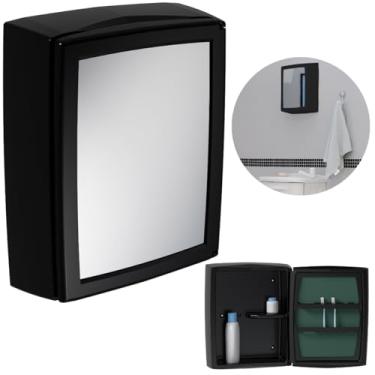 Imagem de Armário Banheiro Espelheira Sobrepor Preto | 30x11x37cm | 01 Porta | Astra