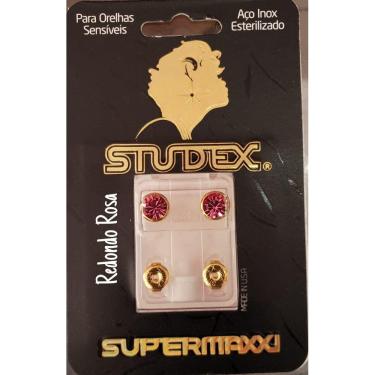 Imagem de Brinco Studex Supermaxxi Dourado Redondo Rosa L6210y