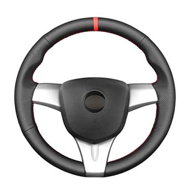 Imagem de Capa de volante de carro confortável antiderrapante costurada à mão preta, apto para Chevrolet Spark 2011 a 2015 Spark RU 2020 a 2021 Daewoo Matiz KR