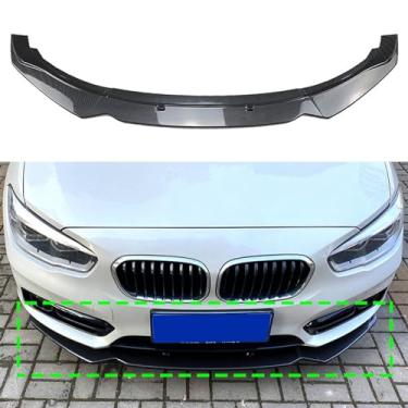 Imagem de FINMOKAL Divisor de para-choque dianteiro preto com aparência de carbono para BMW Série 1 F20 F21 116i 118i 120i