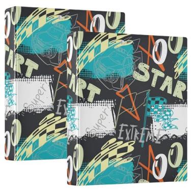 Imagem de Fichários de caderno de 3 anéis de padrão colorido, fichários de caderno de 3,8 cm com prancheta, pacote de fichários universitários de 1/2 para estudantes, 200 folhas