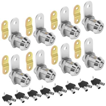 Imagem de Fechaduras de came, trava de armazenamento para trailers, com chave igual, cilindro de 1,5 cm cabe em portas de espessura máxima de 9,5 mm, compartimento de RV, campista, reboque, conjunto de substituição de máquina de venda automática com 16 chaves, acabamento cromado