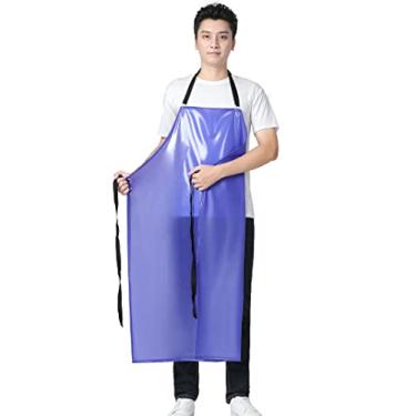 Imagem de Avental unissex leve e à prova d'água em aventais de 109 cm e 119 cm de comprimento com alça ajustável para lava-louças, cozinha, pesca para mulheres homens, MD006-Bluethick, Blue thick, 43"Long