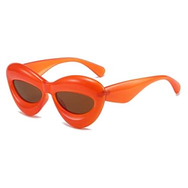 Imagem de JCTAIFOO Óculos de sol bonitos inflados com olho de gato sexy para mulheres, homens, armação grossa, óculos engraçados para festivais de festas, Laranja/camiseta, One Size