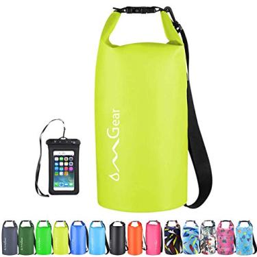Imagem de Mochila impermeável impermeável impermeável impermeável para celular 40L/30L/20L/10L/5L saco seco flutuante para caiaque barco vela canoagem rafting caminhadas acampamento atividades ao ar livre, Bright Yellow, 10L