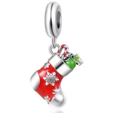 Imagem de MiWangLing Berloque de Natal Elfo Veado Gengibre Homem Pinguim Doce Doce Pingente para Pulseira Pandora Presente de Natal, esmalte, Base