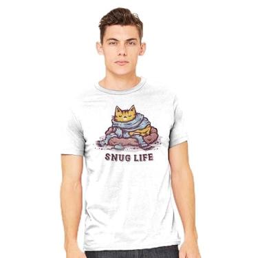 Imagem de TeeFury - Living The Snug Life - Camiseta masculina animal, gato, Carvão, G
